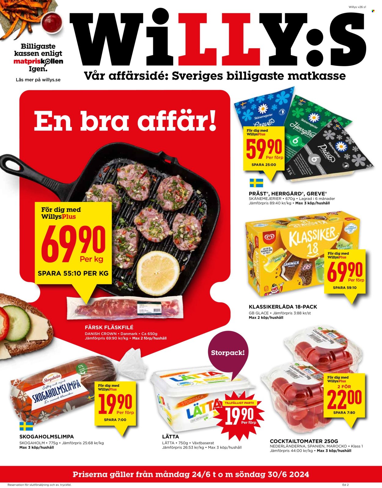 Willys reklamblad - 24/6 2024 - 30/6 2024. Sida 1