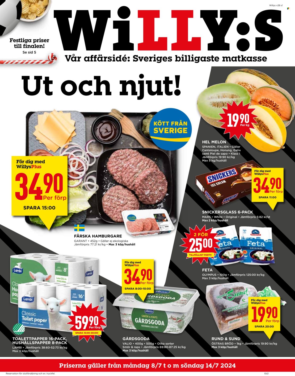 Willys reklamblad - 8/7 2024 - 14/7 2024. Sida 1