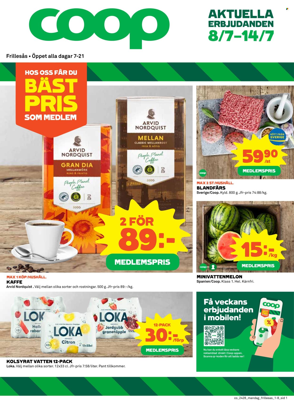 Coop Konsum reklamblad - 8/7 2024 - 14/7 2024. Sida 1