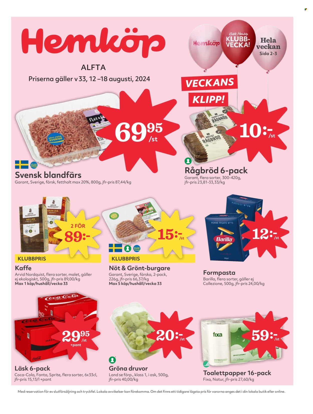 Hemköp reklamblad - 12/8 2024 - 18/8 2024. Sida 1