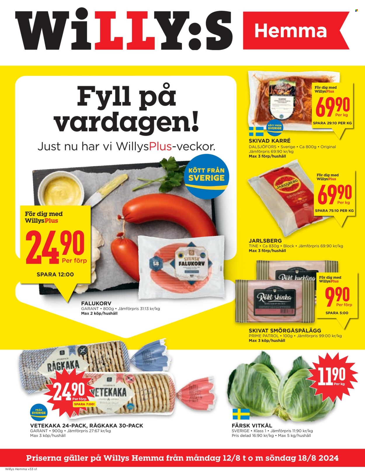 Willys reklamblad - 12/8 2024 - 18/8 2024. Sida 1