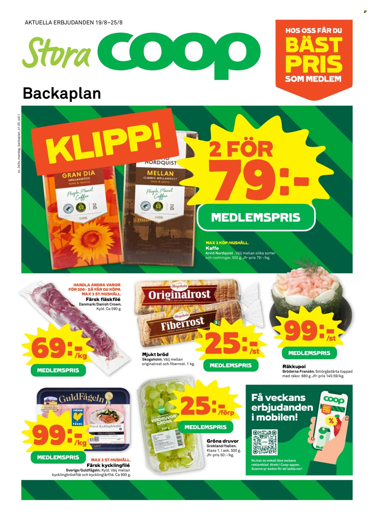 Stora Coop reklamblad - 19/8 2024 - 25/8 2024. Sida 1