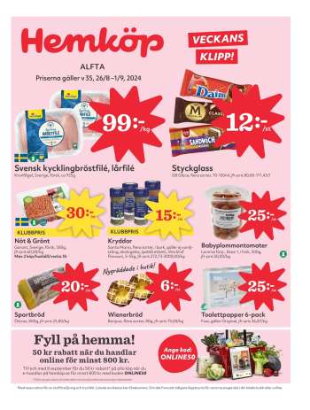 Hemköp reklamblad - 26/8 2024 - 1/9 2024.