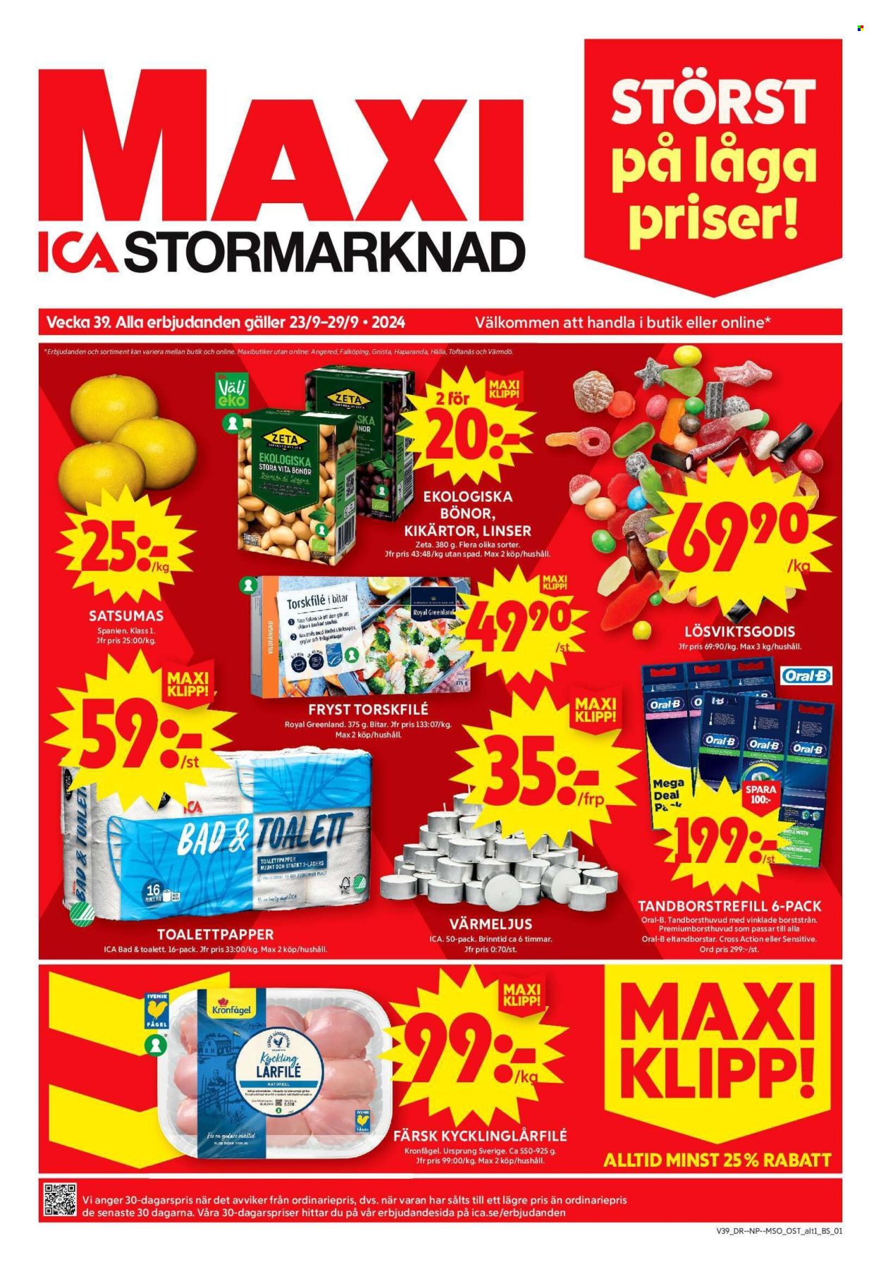 ICA reklamblad - 23/9 2024 - 29/9 2024. Sida 1
