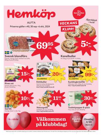 Hemköp reklamblad - 30/9 2024 - 6/10 2024.