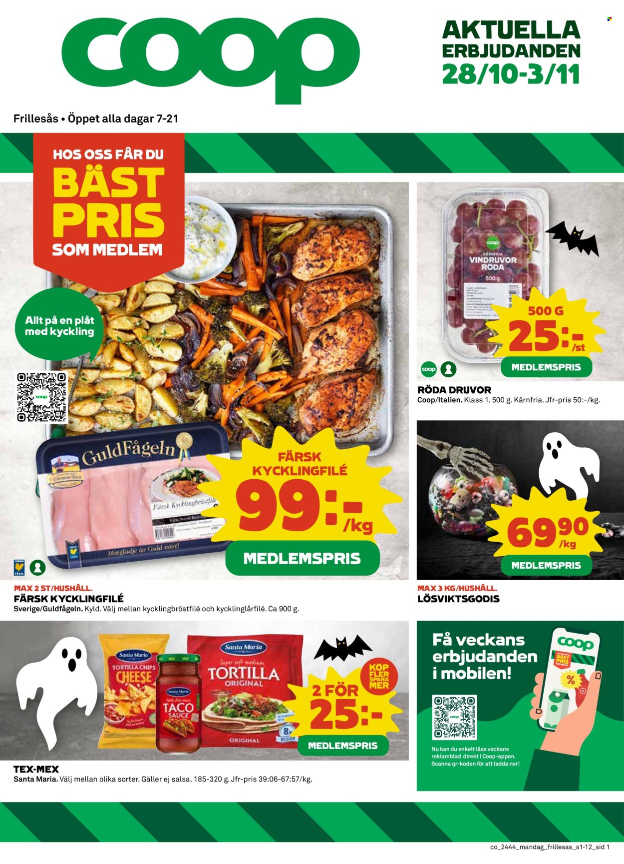 Coop Konsum reklamblad - 28/10 2024 - 3/11 2024. Sida 1