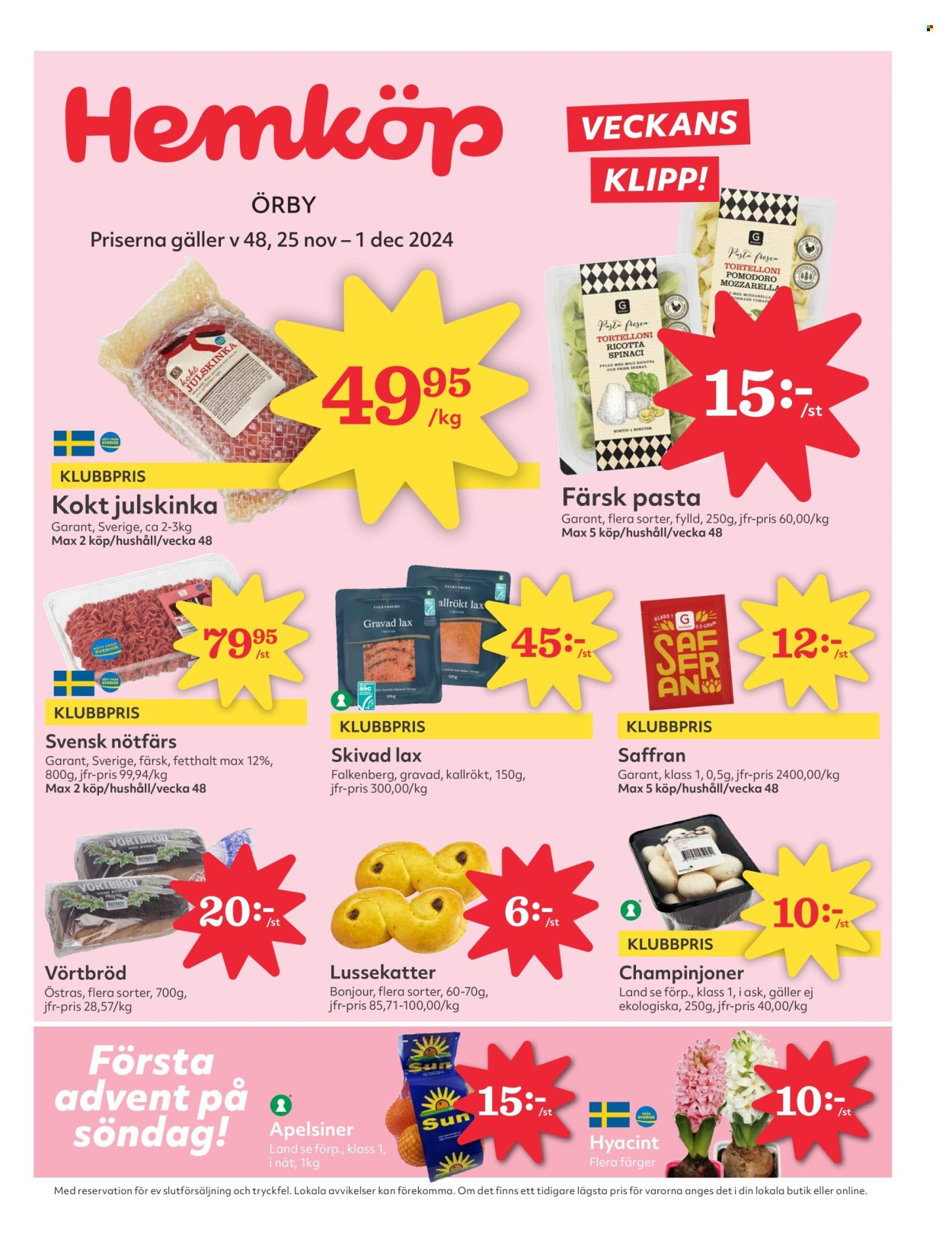 Hemköp reklamblad - 25/11 2024 - 1/12 2024. Sida 1