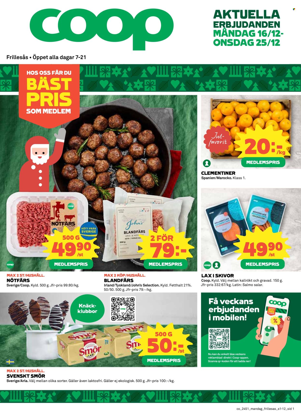 Coop Konsum reklamblad - 16/12 2024 - 25/12 2024. Sida 1
