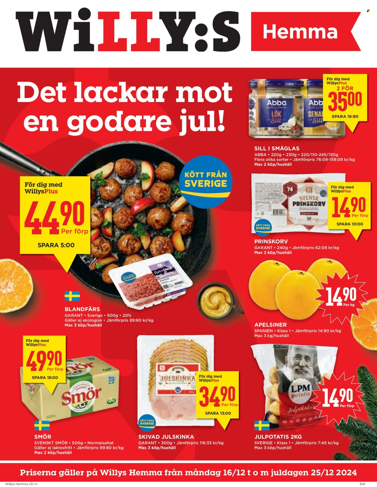 Willys reklamblad - 16/12 2024 - 25/12 2024. Sida 1
