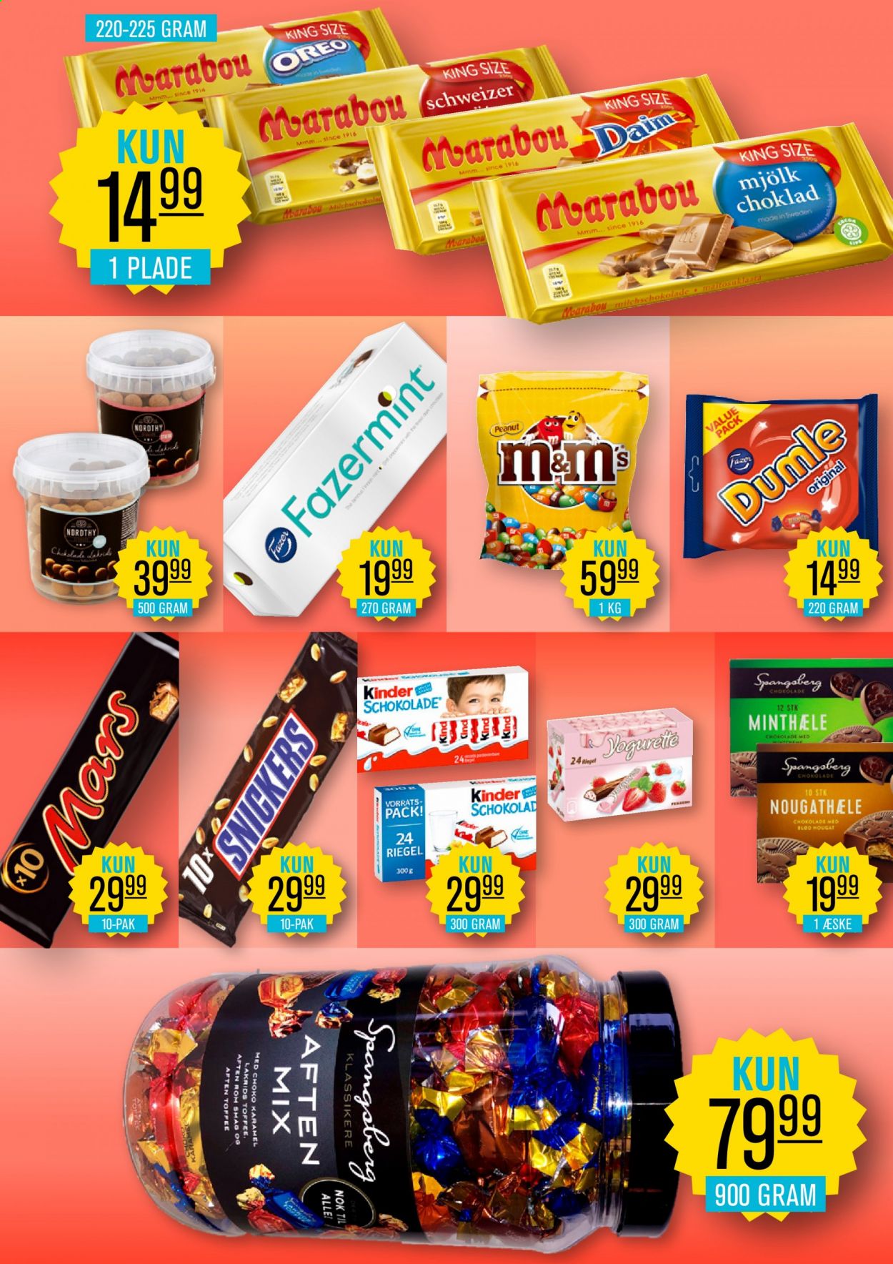thumbnail - Priss tilbud  - tilbudsprodukter - chokolade, karamel, lakrids, Marabou, nougat, Oreo, Snickers. Side 3.