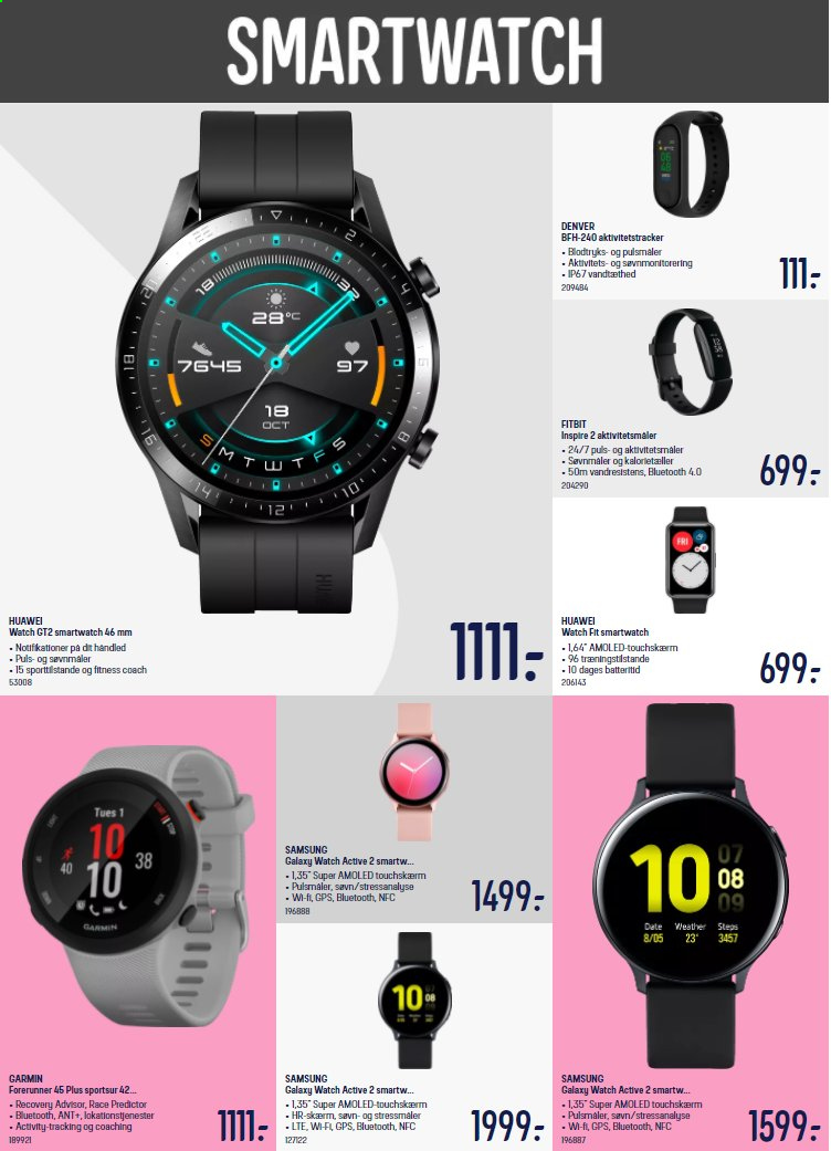 thumbnail - Elgiganten tilbud  - 3.5.2021 - 9.5.2021 - tilbudsprodukter - Samsung, Huawei, Samsung Galaxy, Garmin, Fitbit, smartwatch. Side 30.