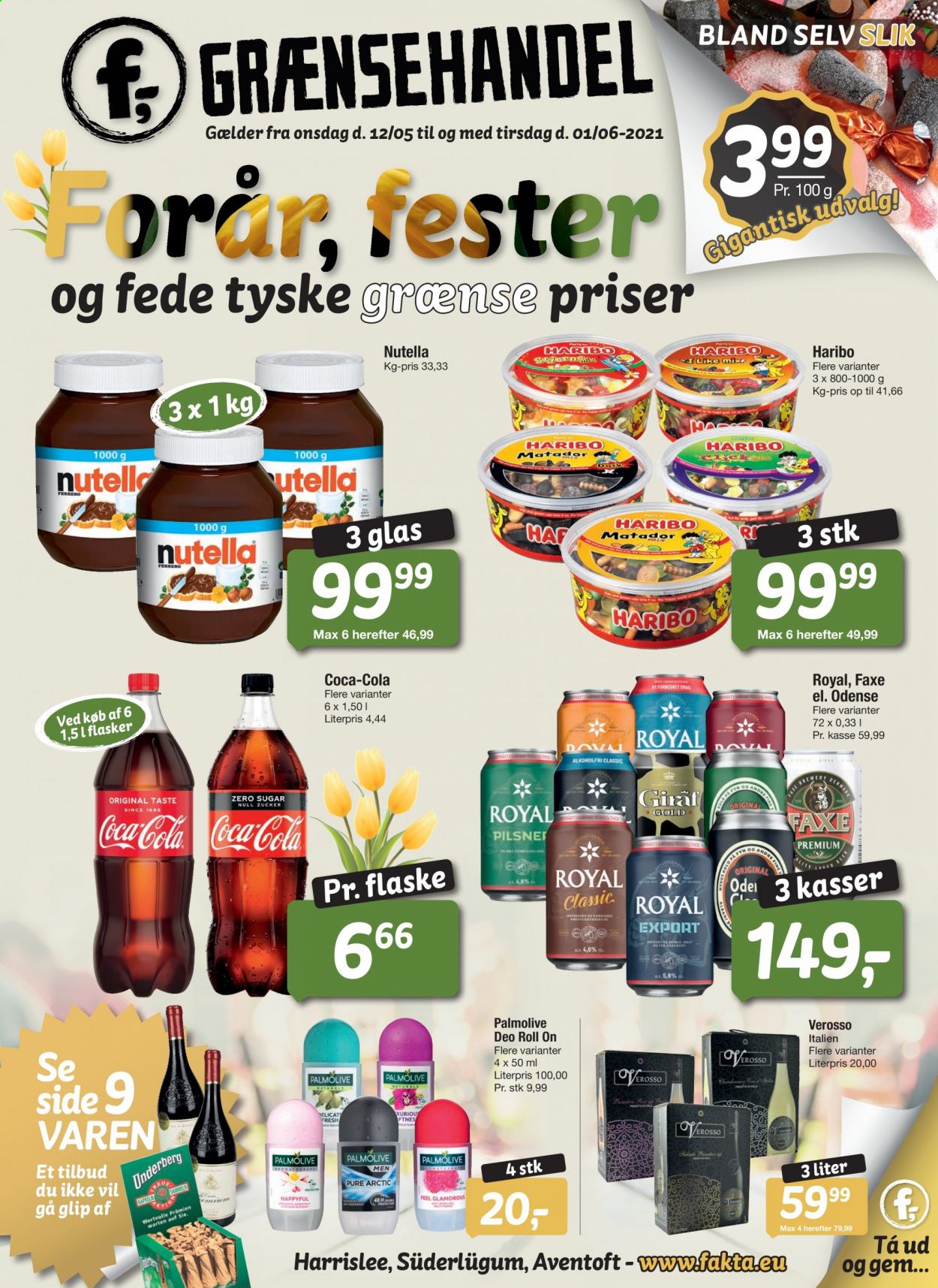 thumbnail - fakta Tyskland tilbud  - 12.5.2021 - 1.6.2021 - tilbudsprodukter - Ferrero Rocher, Nutella, Coca-Cola, Palmolive. Side 1.