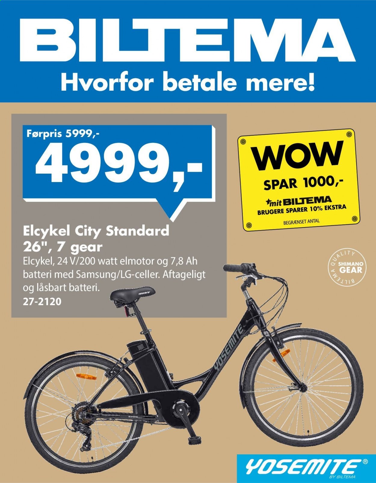 thumbnail - Biltema tilbud  - 17.5.2021 - 23.5.2021 - tilbudsprodukter - LG, Samsung, elektrisk cykel, Shimano. Side 1.