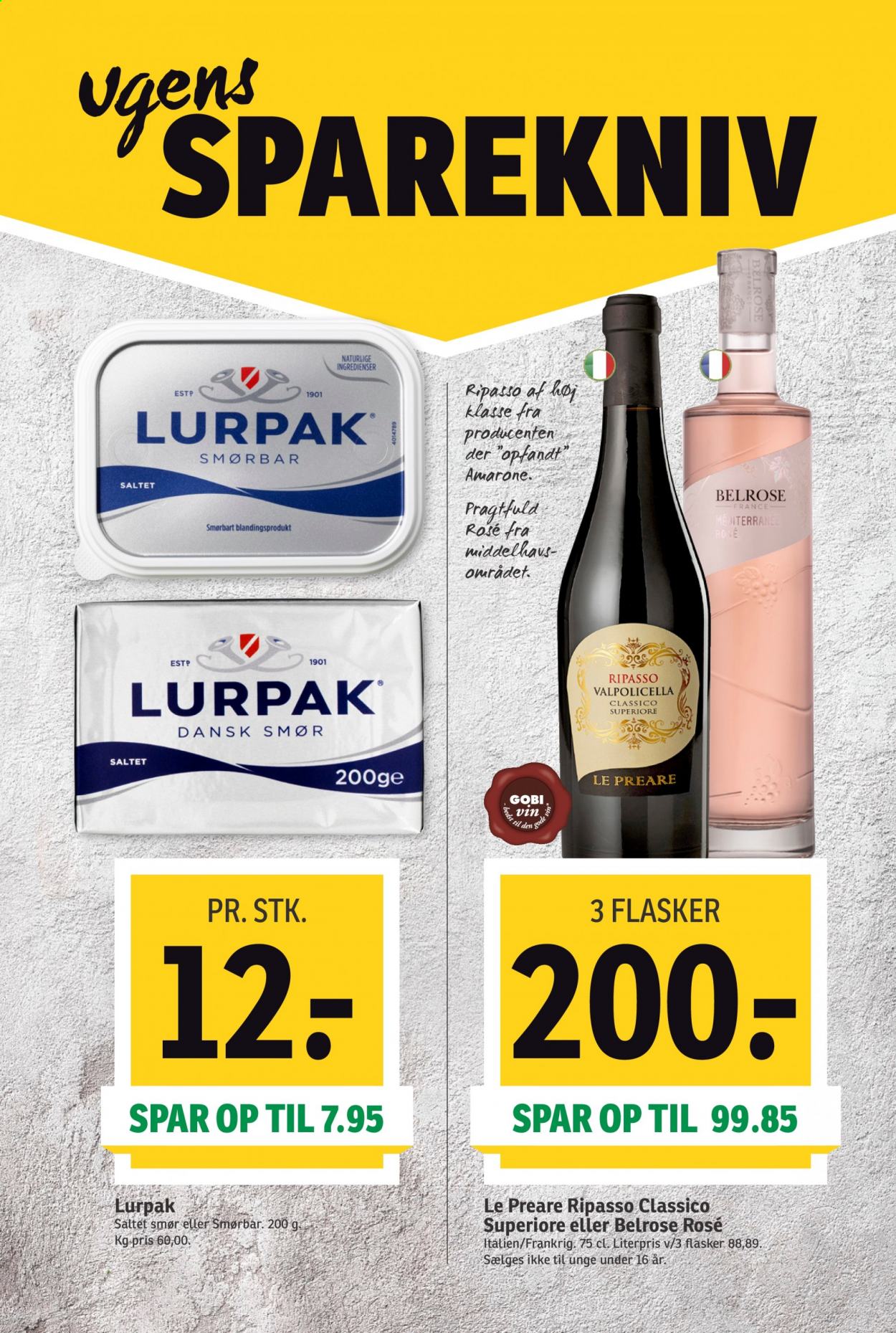 thumbnail - SPAR tilbud  - 3.7.2021 - 9.7.2021 - tilbudsprodukter - smør, Lurpak, smørbar, Valpolicella, vin. Side 3.