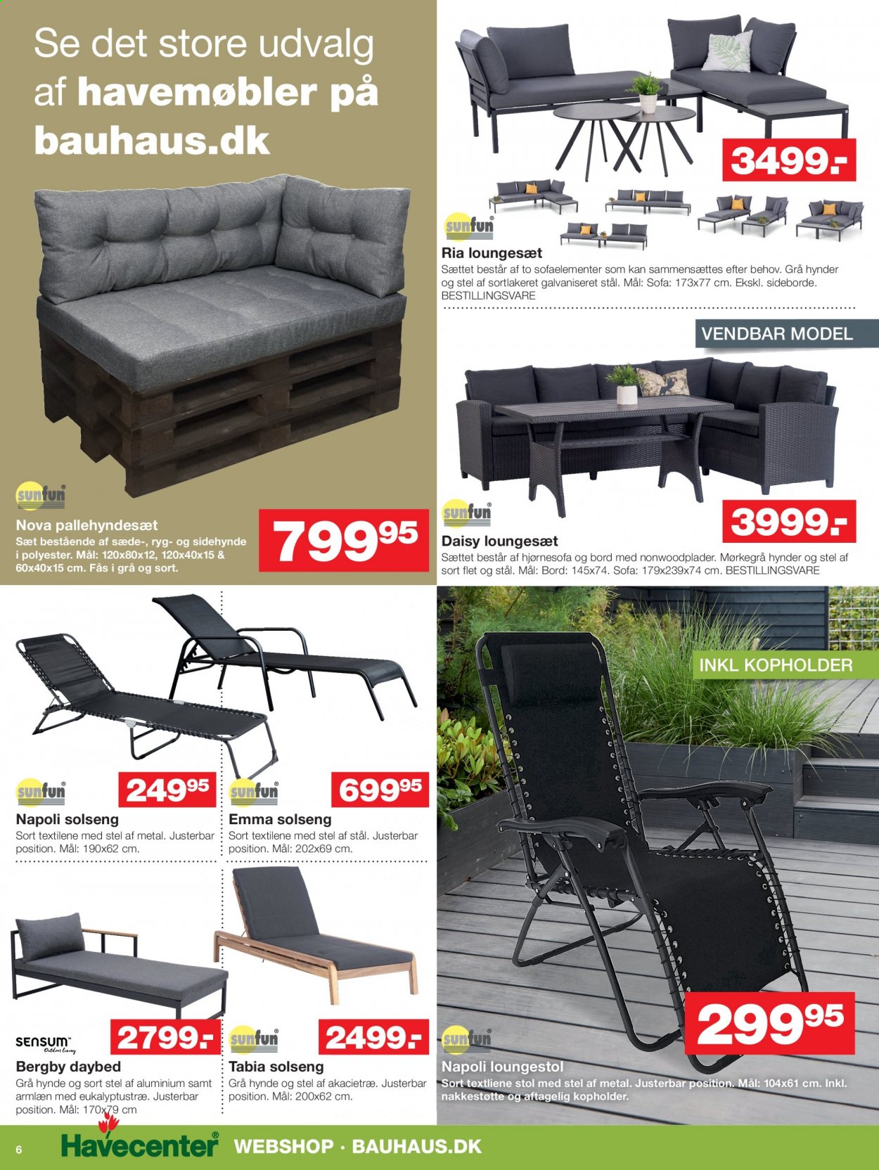 thumbnail - Bauhaus tilbud  - 9.7.2021 - 29.7.2021 - tilbudsprodukter - loungesæt, havemøbler, bord, sofa, stol. Side 6.