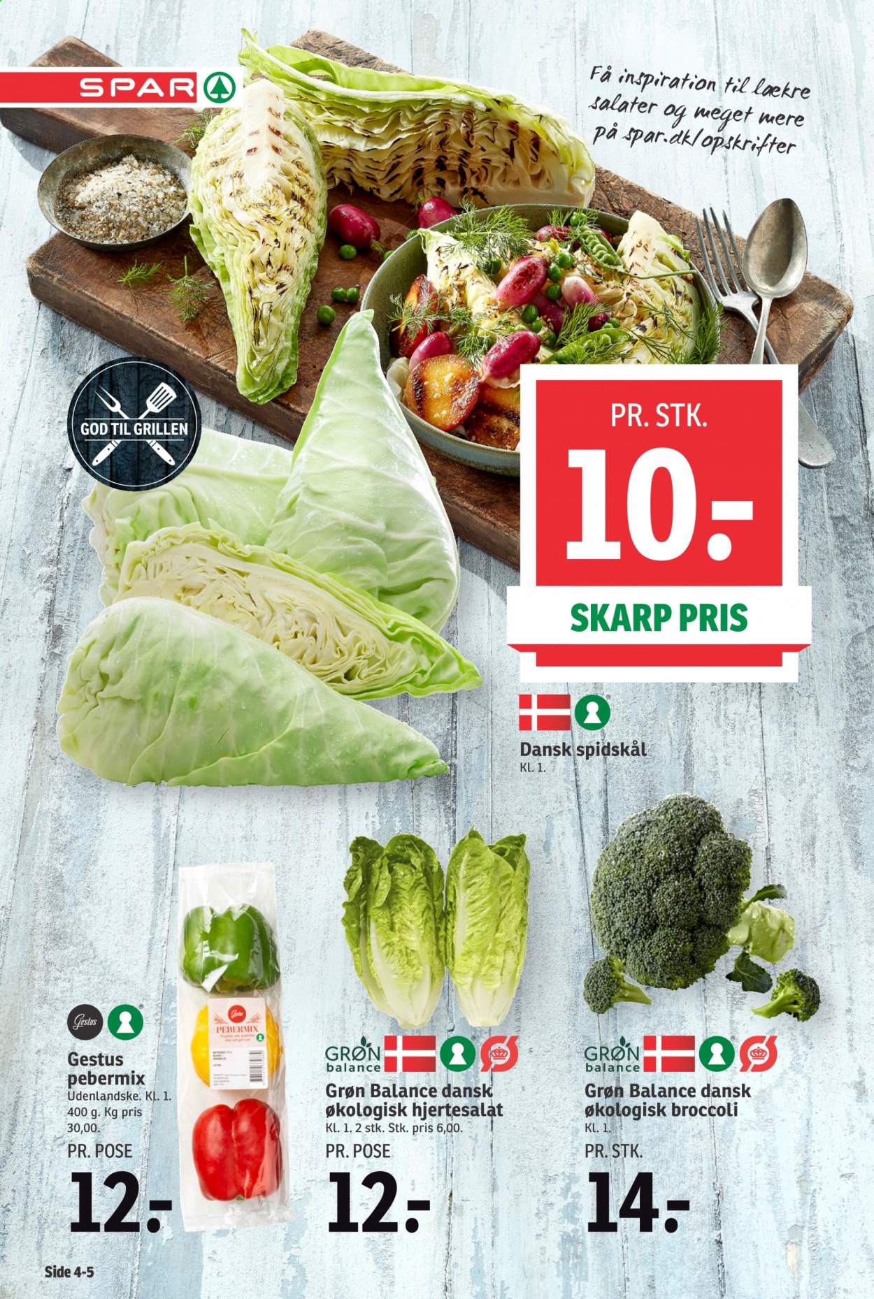 thumbnail - SPAR tilbud  - 10.7.2021 - 16.7.2021 - tilbudsprodukter - broccoli, hjertesalat, spidskål. Side 4.