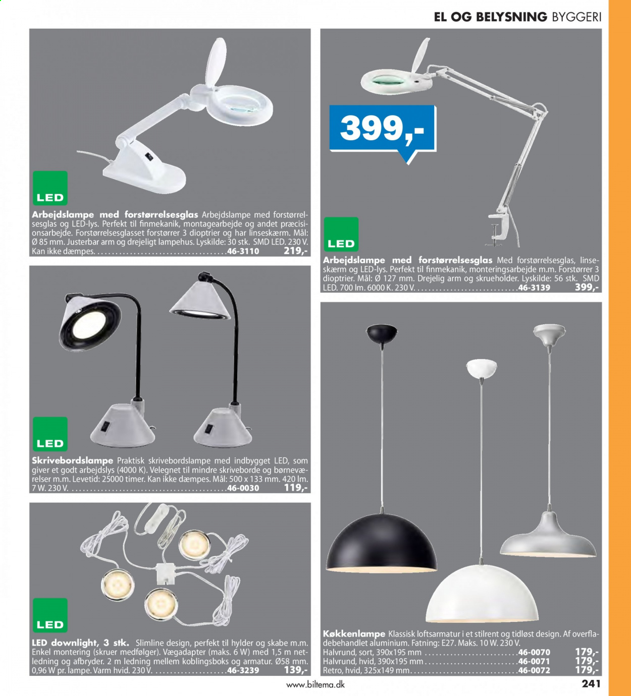 thumbnail - Biltema tilbud  - tilbudsprodukter - lampe. Side 241.