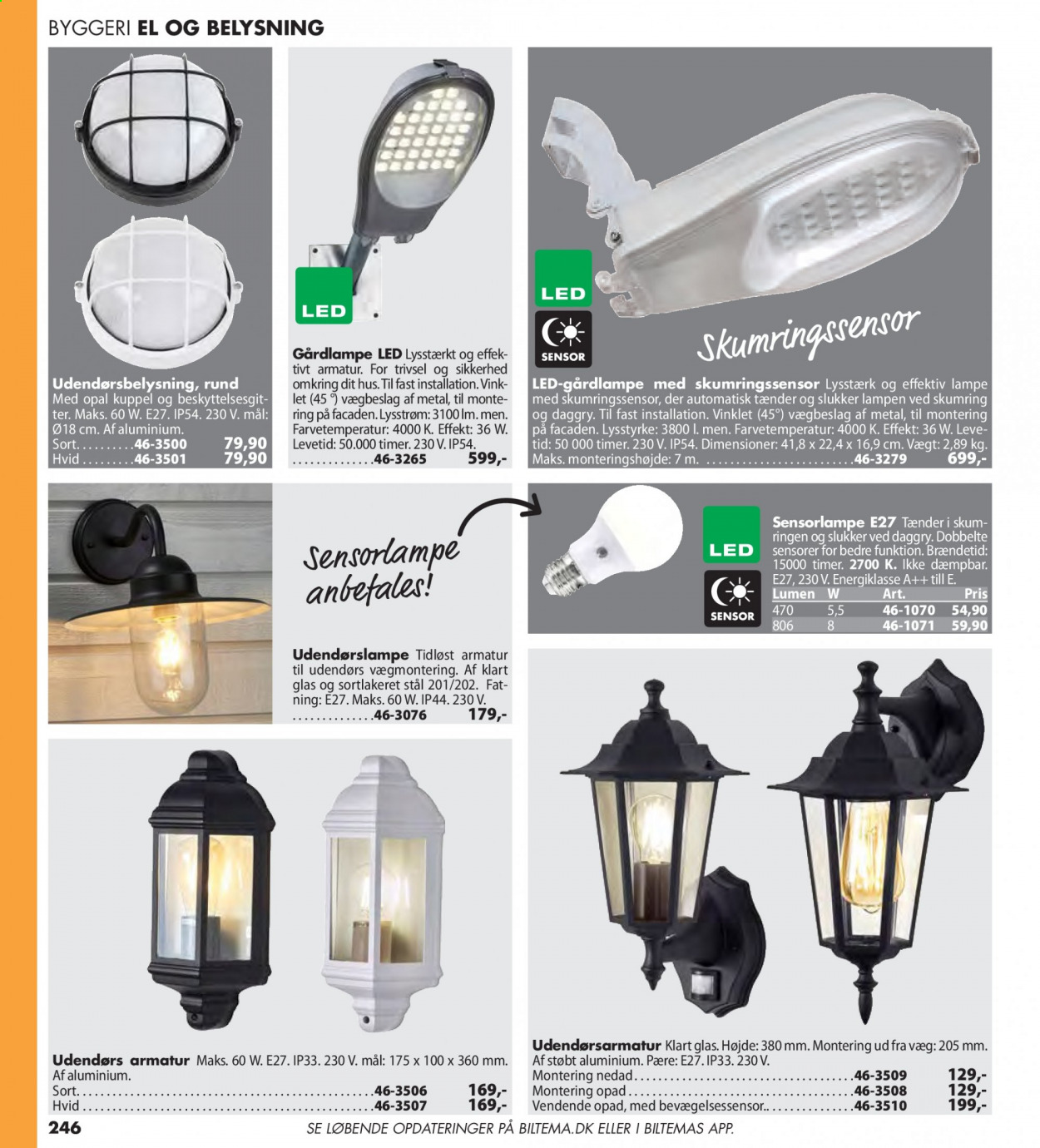 thumbnail - Biltema tilbud  - tilbudsprodukter - lampe. Side 246.