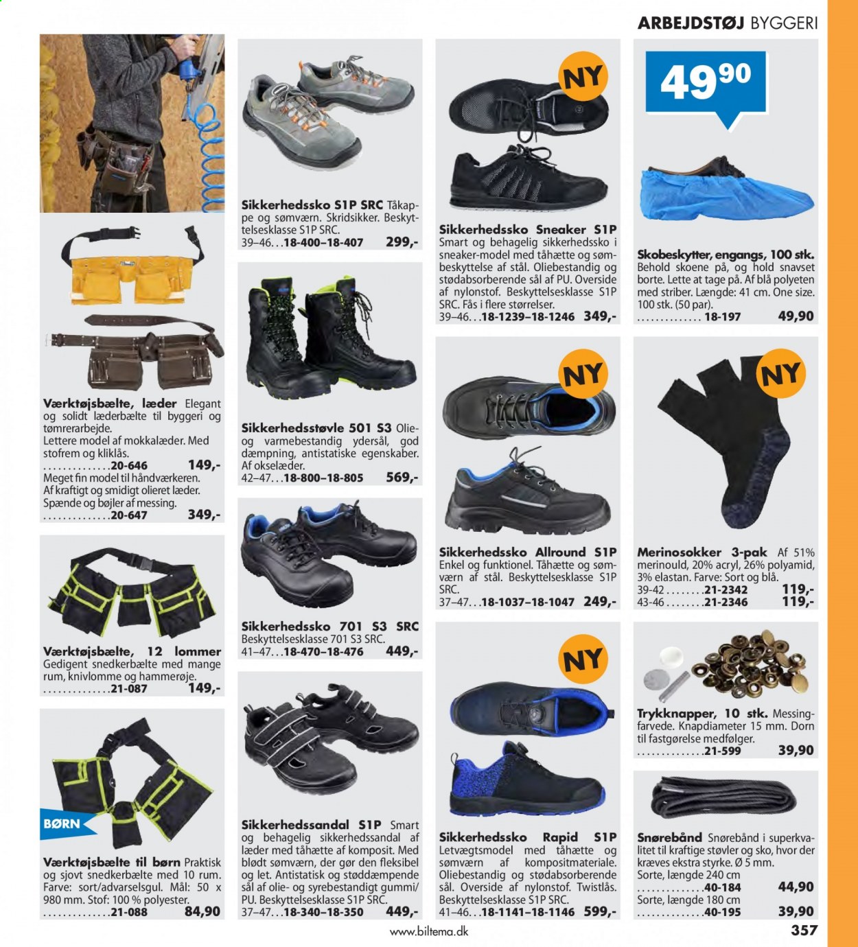 thumbnail - Biltema tilbud  - tilbudsprodukter - sikkerhedssko, sko, støvler. Side 357.