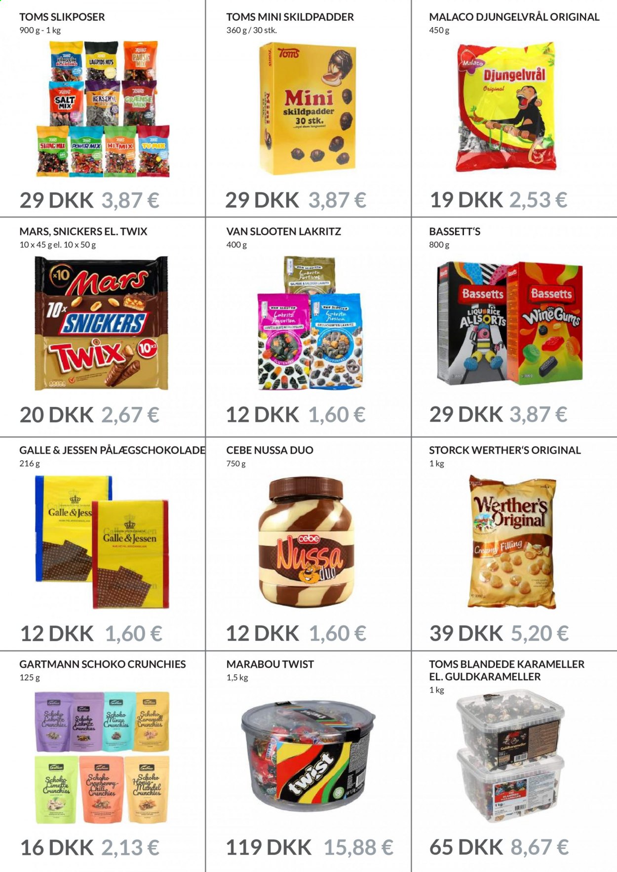 thumbnail - Nielsen Discount tilbud  - 30.8.2021 - 3.10.2021 - tilbudsprodukter - chokolade, lakrids, Marabou, Snickers, Toms, Twix, Werther's Original, pålægschokolade, Malaco. Side 13.