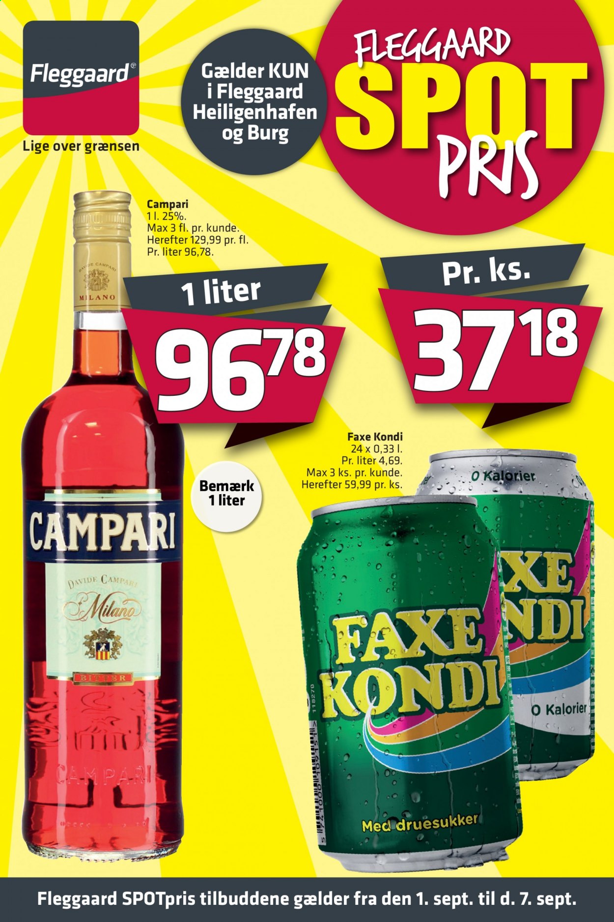 thumbnail - Fleggaard tilbud  - 1.9.2021 - 7.9.2021 - tilbudsprodukter - øl, Faxe Kondi. Side 1.