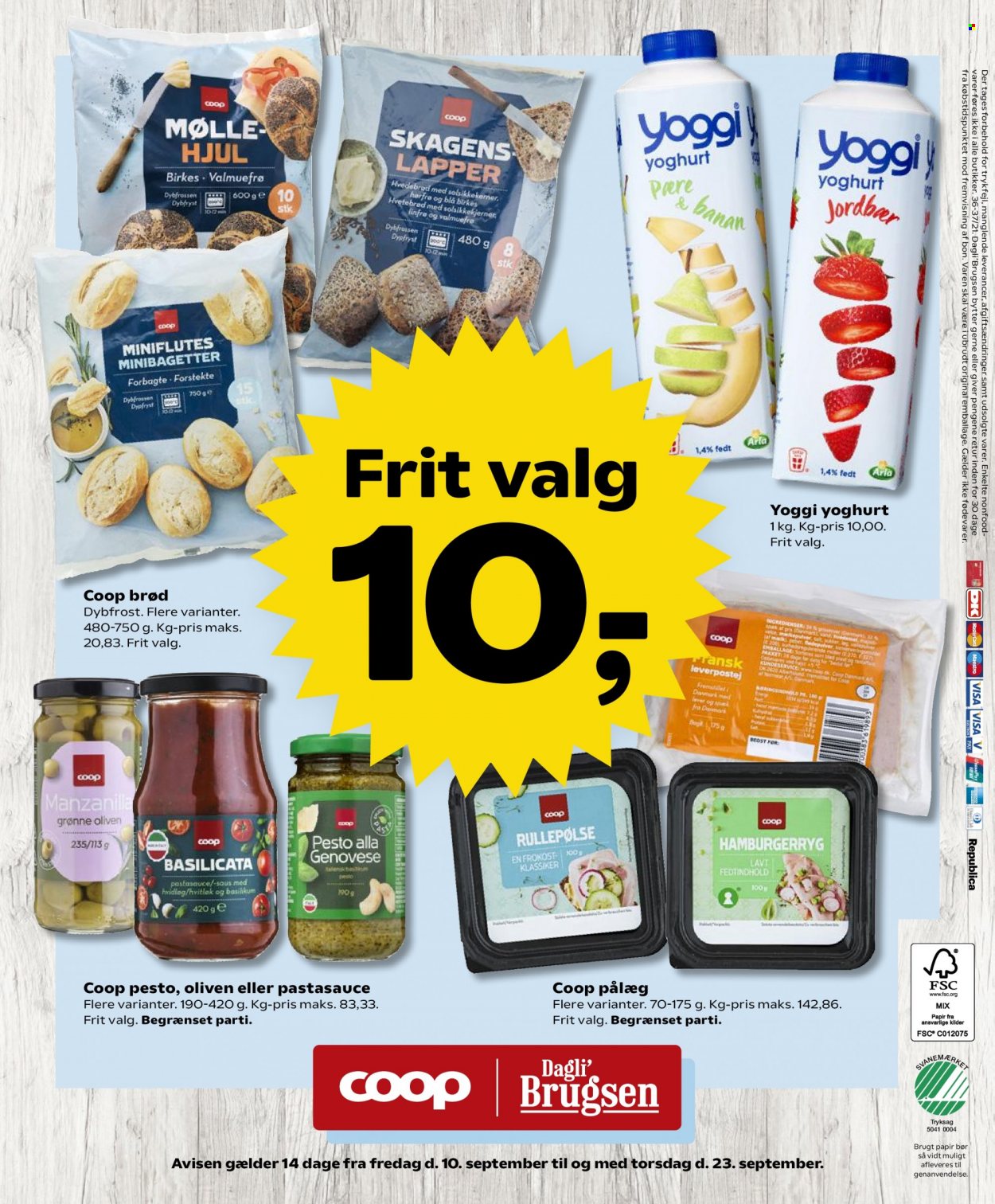 thumbnail - Dagli'Brugsen tilbud  - 10.9.2021 - 23.9.2021 - tilbudsprodukter - oliven, brød, pålæg, yoghurt. Side 16.