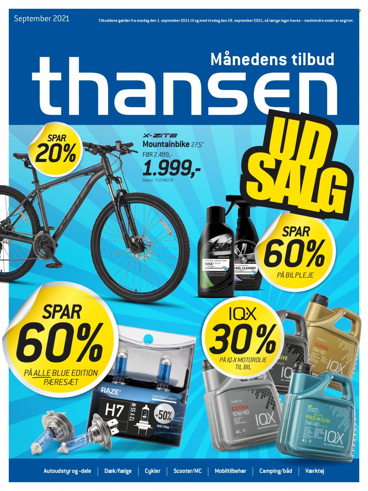 thumbnail - Thansen tilbud  - 1.9.2021 - 28.9.2021 - tilbudsprodukter - cykel, mountainbike. Side 1.
