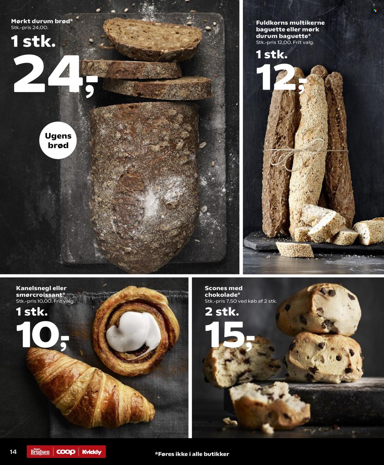 thumbnail - Kvickly tilbud  - 17.9.2021 - 23.9.2021 - tilbudsprodukter - brød, baguette, chokolade. Side 14.