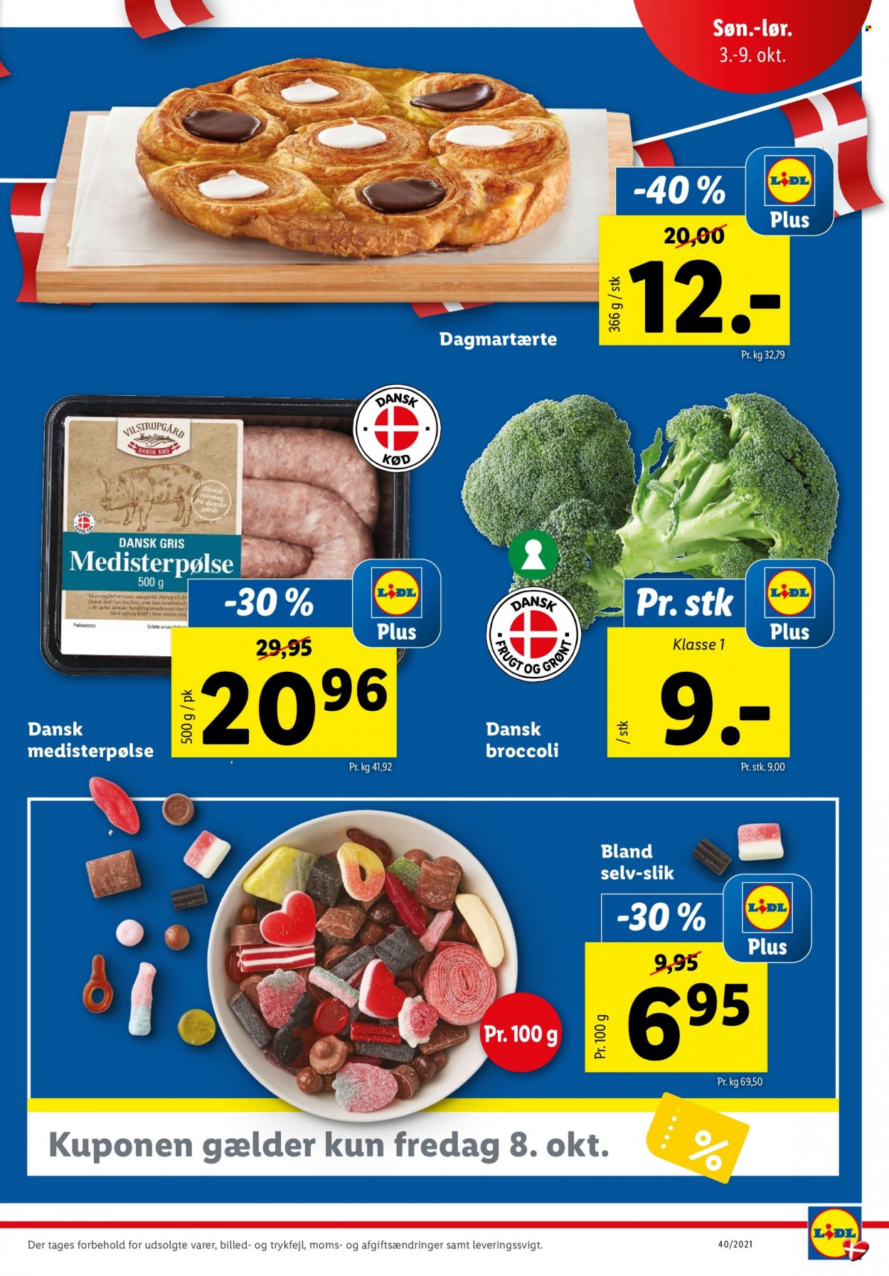 thumbnail - Lidl tilbud  - 3.10.2021 - 9.10.2021 - tilbudsprodukter - broccoli, dansk gris, dagmartærte, saft. Side 3.