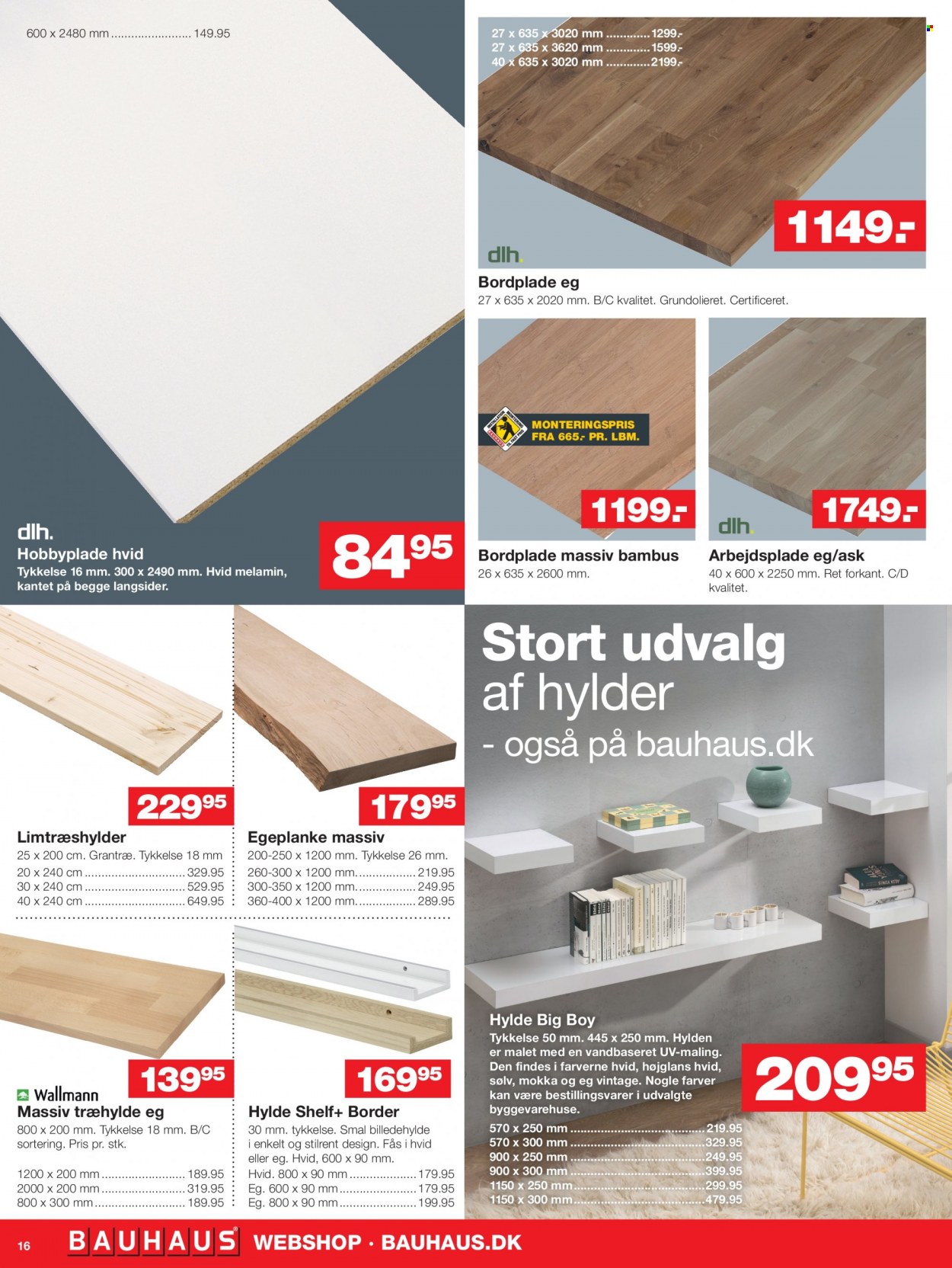 thumbnail - Bauhaus tilbud  - 1.10.2021 - 7.10.2021 - tilbudsprodukter - bordplade, hylde. Side 16.