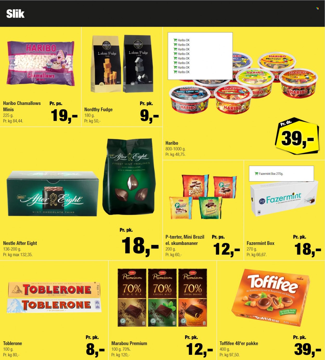 thumbnail - Calle tilbud  - 22.9.2021 - 31.12.2021 - tilbudsprodukter - Nestlé, Toblerone, After Eight, fudge, chokolade, Marabou, Toffifee, Haribo. Side 4.