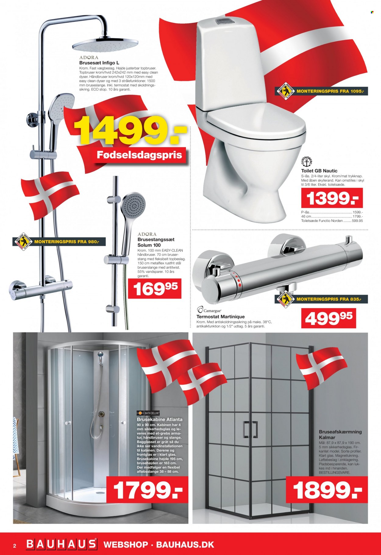 thumbnail - Bauhaus tilbud  - 22.10.2021 - 28.10.2021 - tilbudsprodukter - brusekabine, toilet, håndbruser, bruseslange. Side 2.