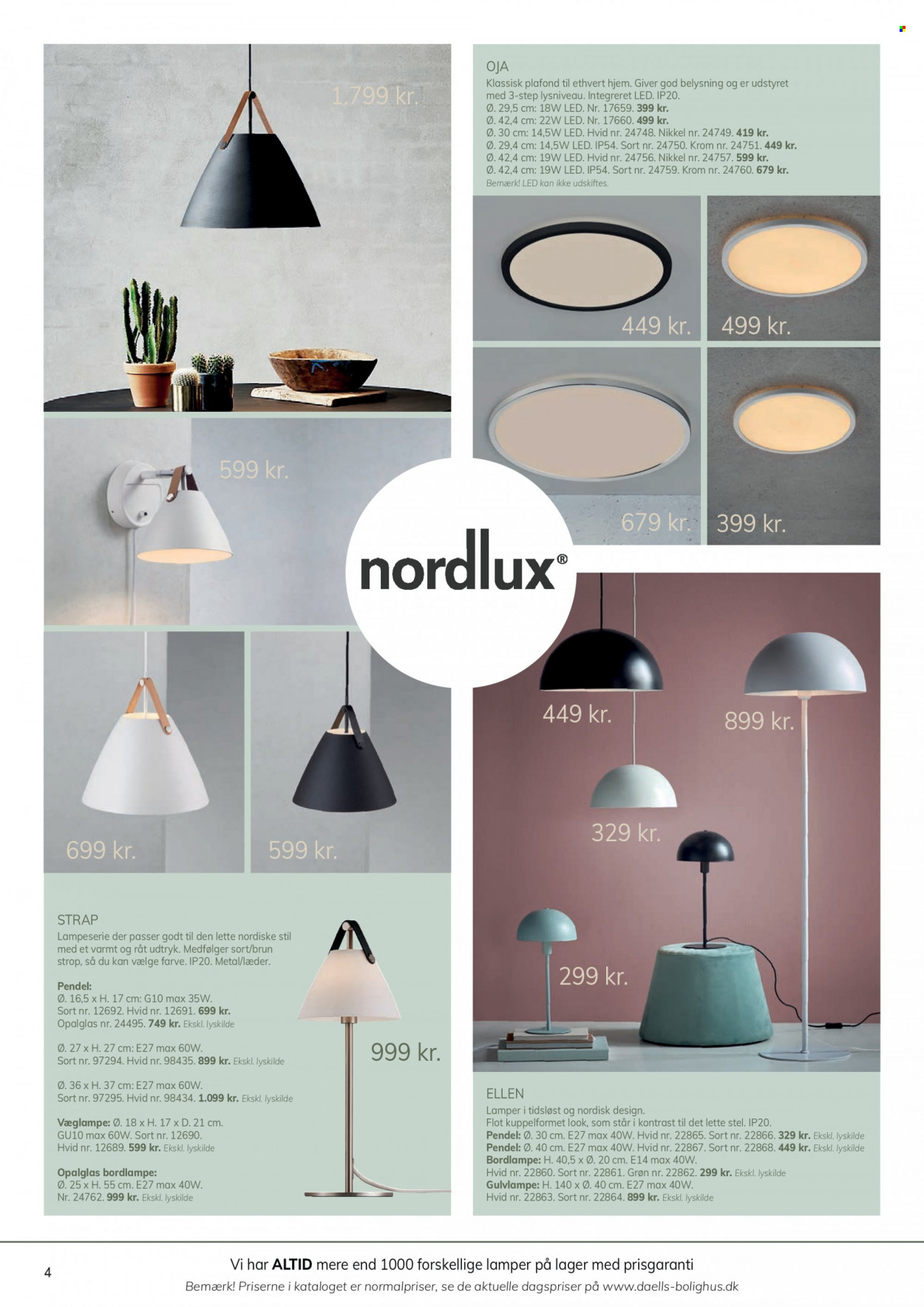 thumbnail - Daells Bolighus tilbud  - tilbudsprodukter - pendel, bordlampe, gulvlampe, plafond. Side 4.