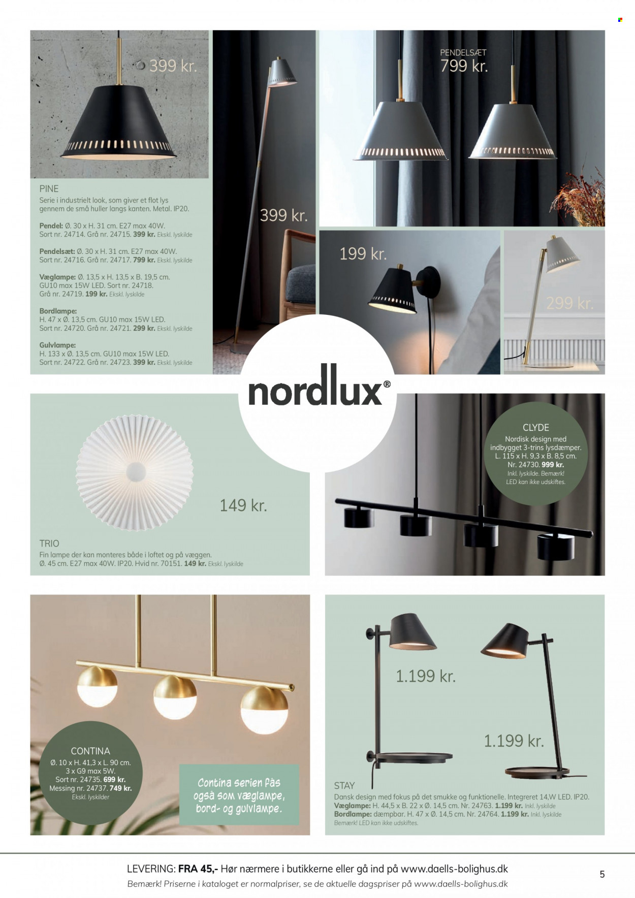 thumbnail - Daells Bolighus tilbud  - tilbudsprodukter - pendel, bordlampe, gulvlampe, lampe. Side 5.