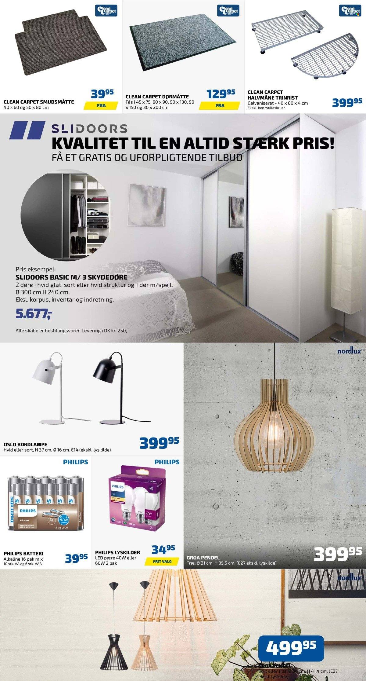 thumbnail - Davidsen tilbud  - 18.11.2021 - 24.11.2021 - tilbudsprodukter - Philips, pendel, spejl, bordlampe, Nordlux, døre, skydedøre, batteri. Side 7.
