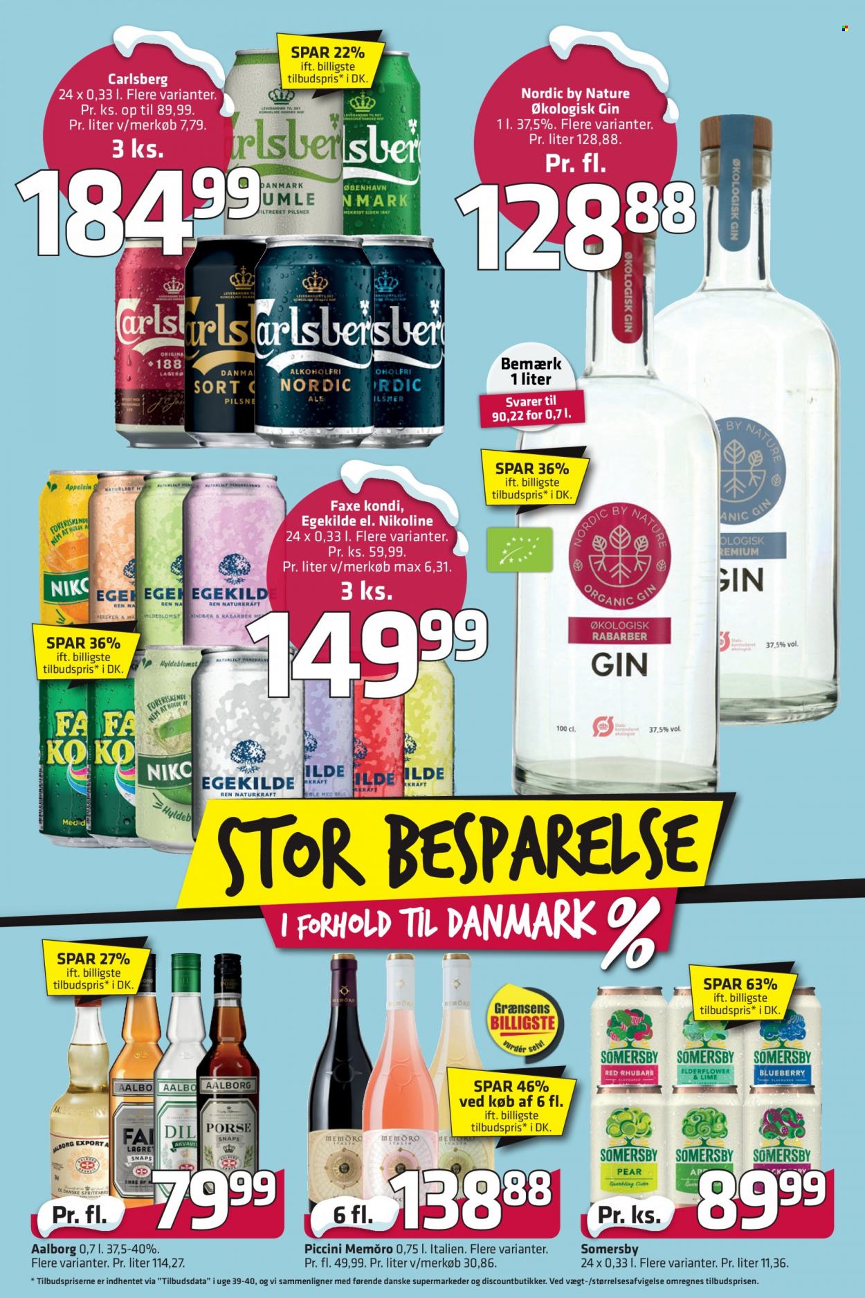 thumbnail - Fleggaard tilbud  - 24.11.2021 - 14.12.2021 - tilbudsprodukter - Carlsberg, øl, Faxe Kondi, Aalborg, gin. Side 3.