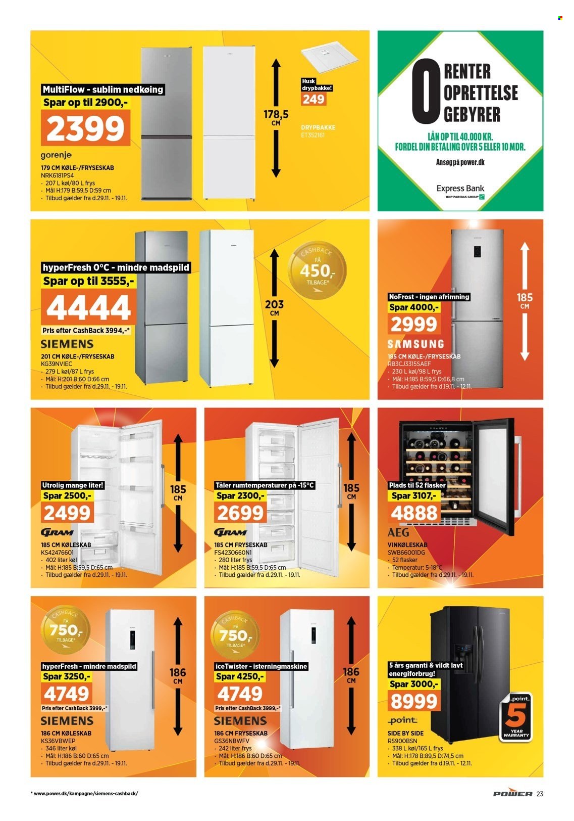 thumbnail - Power tilbud  - 29.11.2021 - 5.12.2021 - tilbudsprodukter - Samsung, AEG, Siemens, køleskab, vinkøleskab. Side 23.