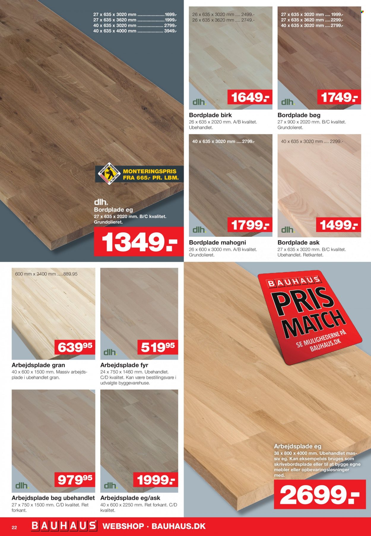thumbnail - Bauhaus tilbud  - 17.12.2021 - 23.12.2021 - tilbudsprodukter - bordplade. Side 22.
