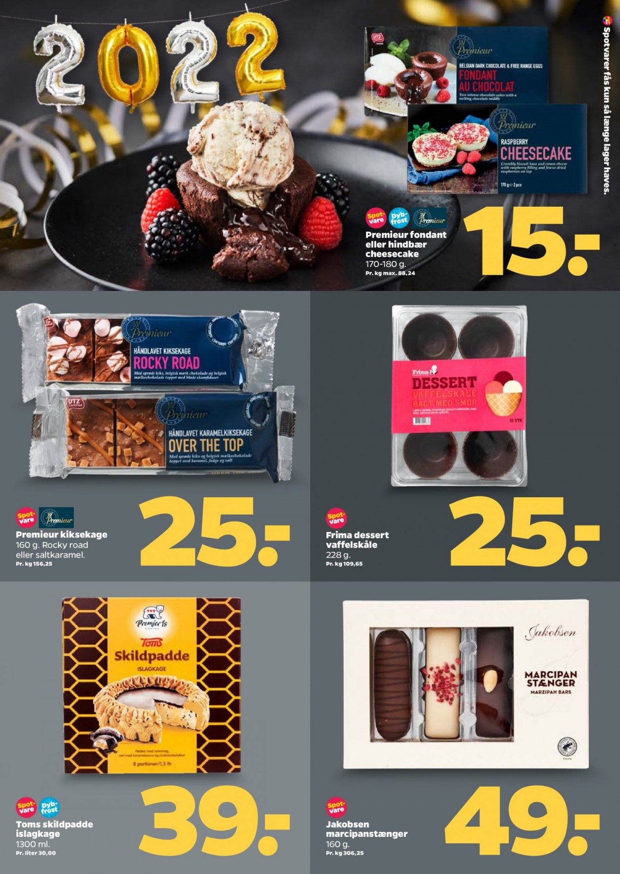 thumbnail - Netto tilbud  - 27.12.2021 - 31.12.2021 - tilbudsprodukter - cheesecake, fudge, kiks, marcipan, Toms. Side 12.