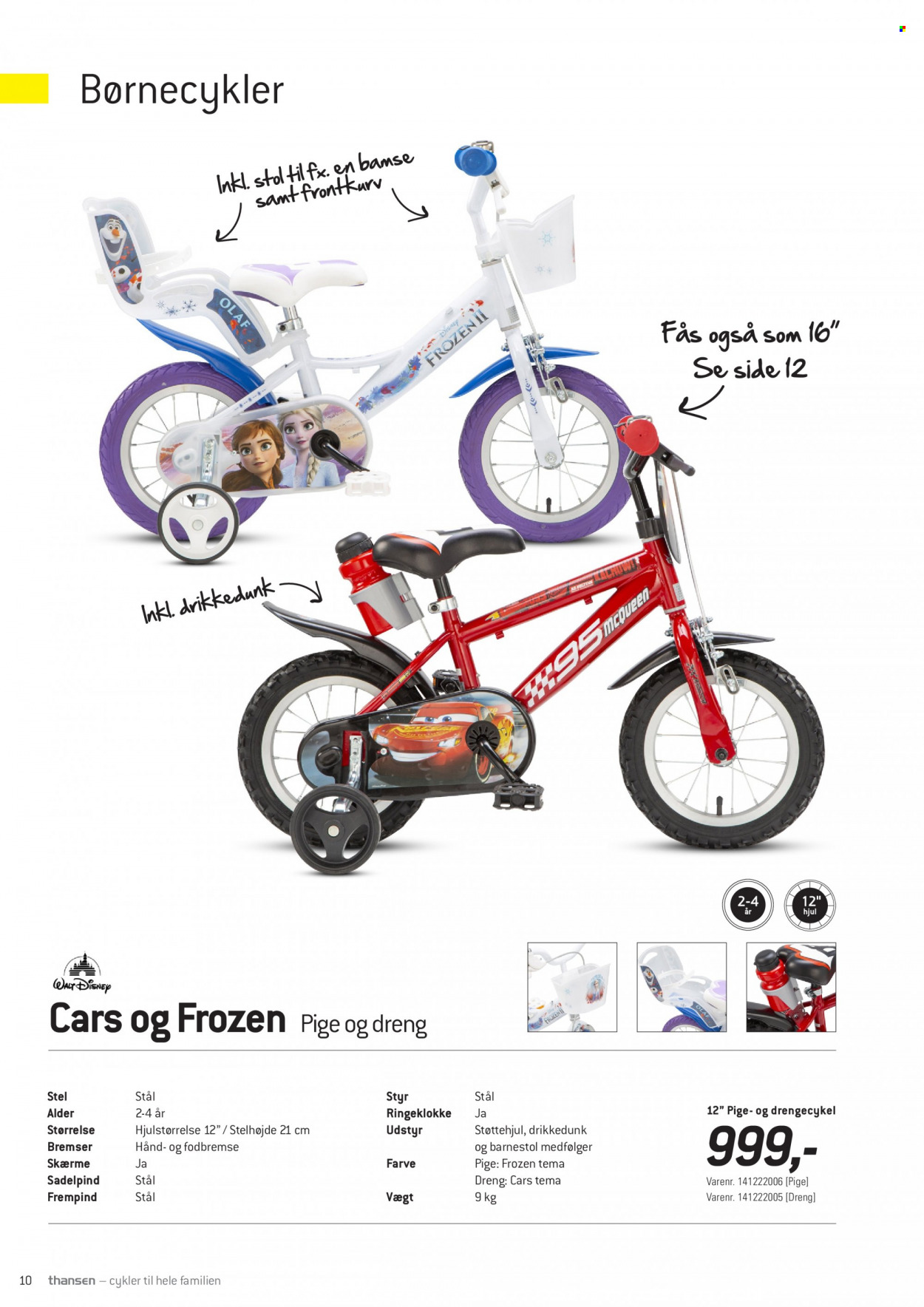 thumbnail - Thansen tilbud  - tilbudsprodukter - Frozen, drikkeflaske, Cars, stol, Disney, børnecykel. Side 10.