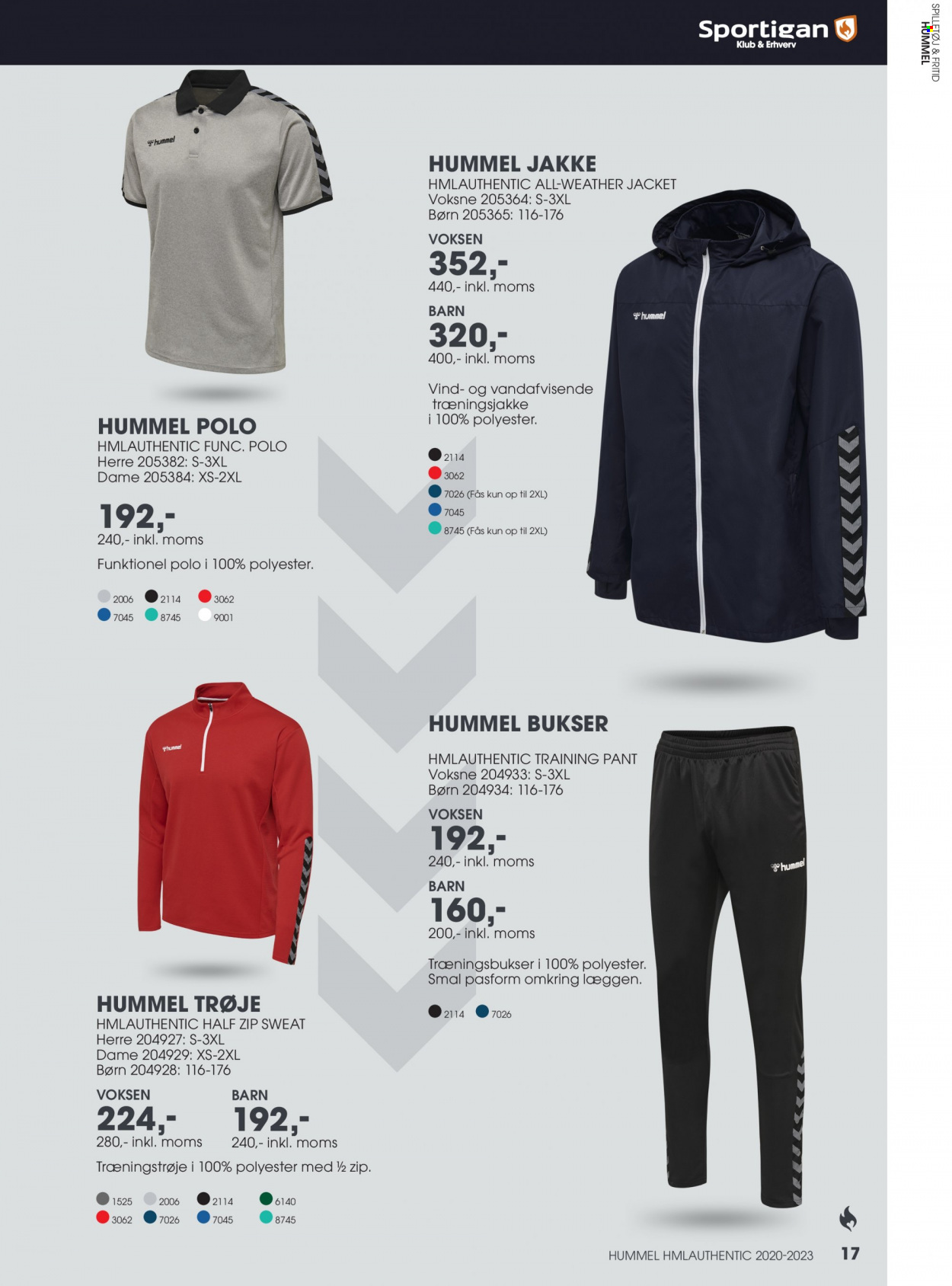 thumbnail - Sportigan tilbud  - tilbudsprodukter - Hummel, jakke, bukser, trøje. Side 17.
