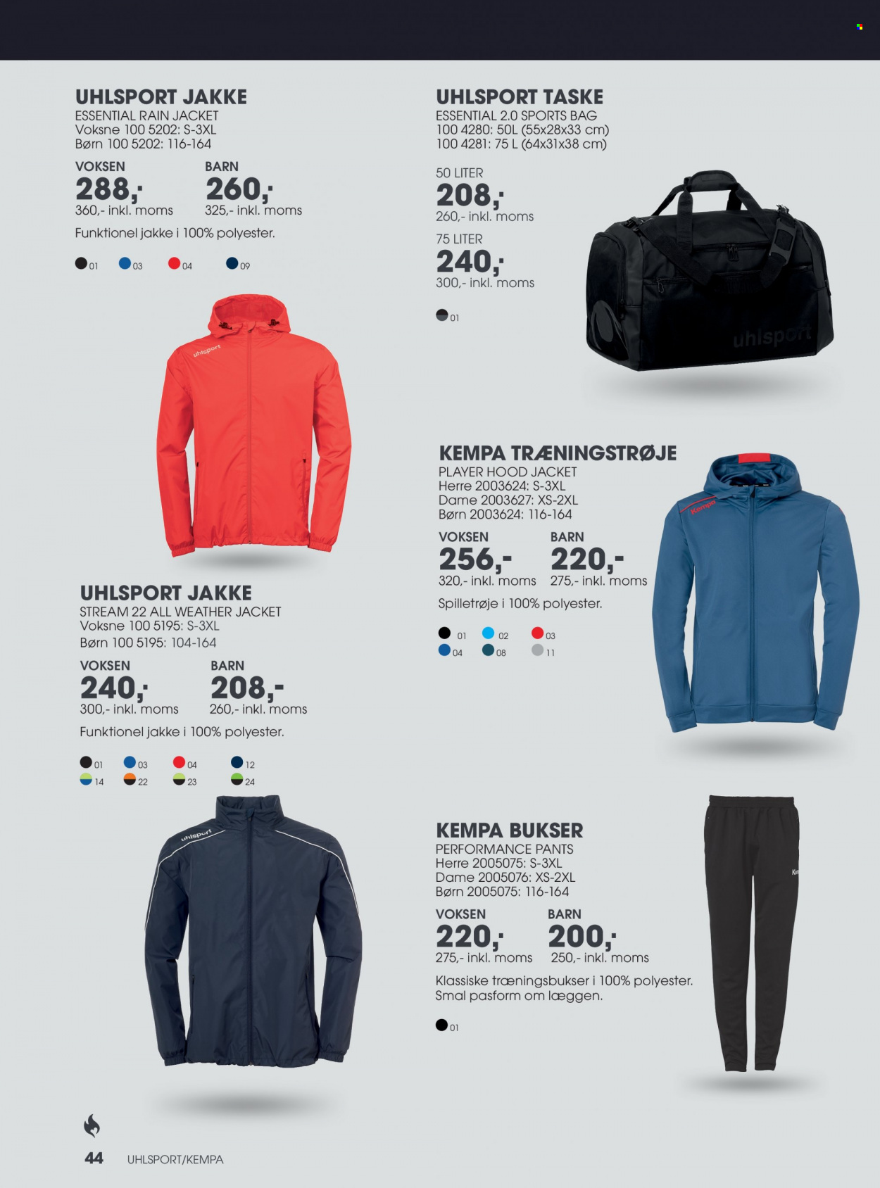 thumbnail - Sportigan tilbud  - tilbudsprodukter - jakke, bukser, Uhlsport, taske. Side 44.