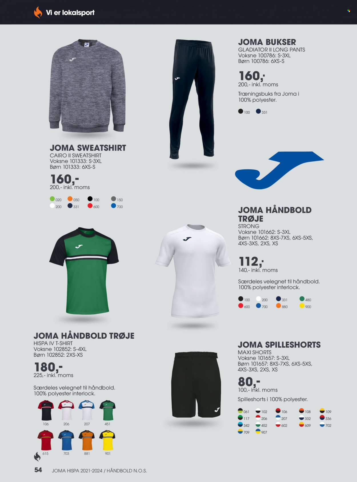 thumbnail - Sportigan tilbud  - tilbudsprodukter - Joma, bukser, shorts, trøje, T-shirt, sweatshirt. Side 54.