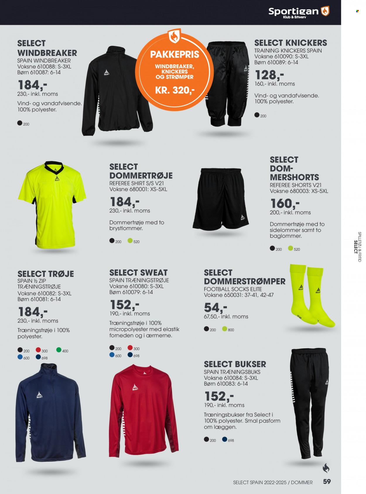 thumbnail - Sportigan tilbud  - tilbudsprodukter - bukser, shorts, trøje, strømper, Select. Side 59.