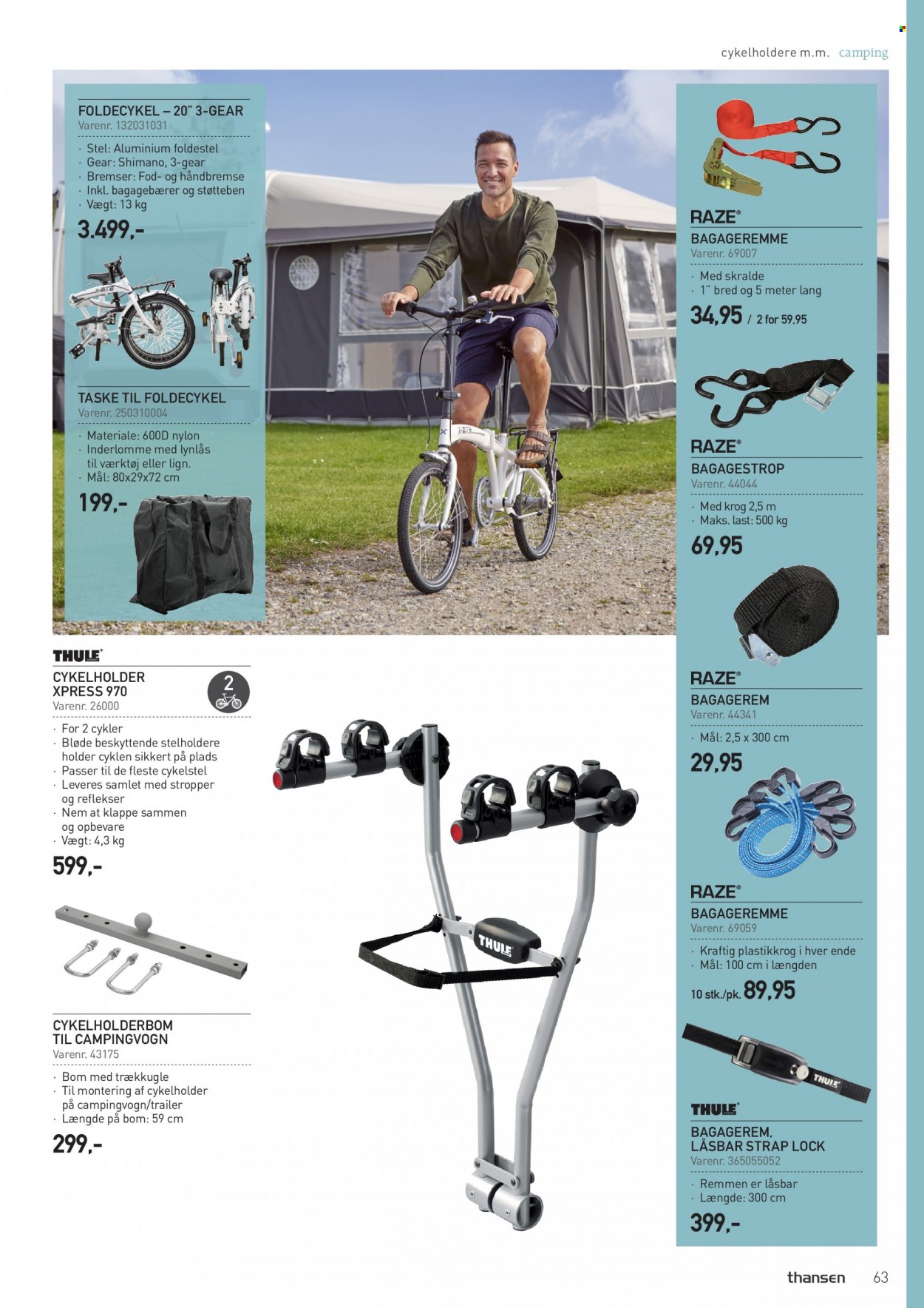 thumbnail - Thansen tilbud  - tilbudsprodukter - bagagerem, taske, foldecykel, cykelholder. Side 63.