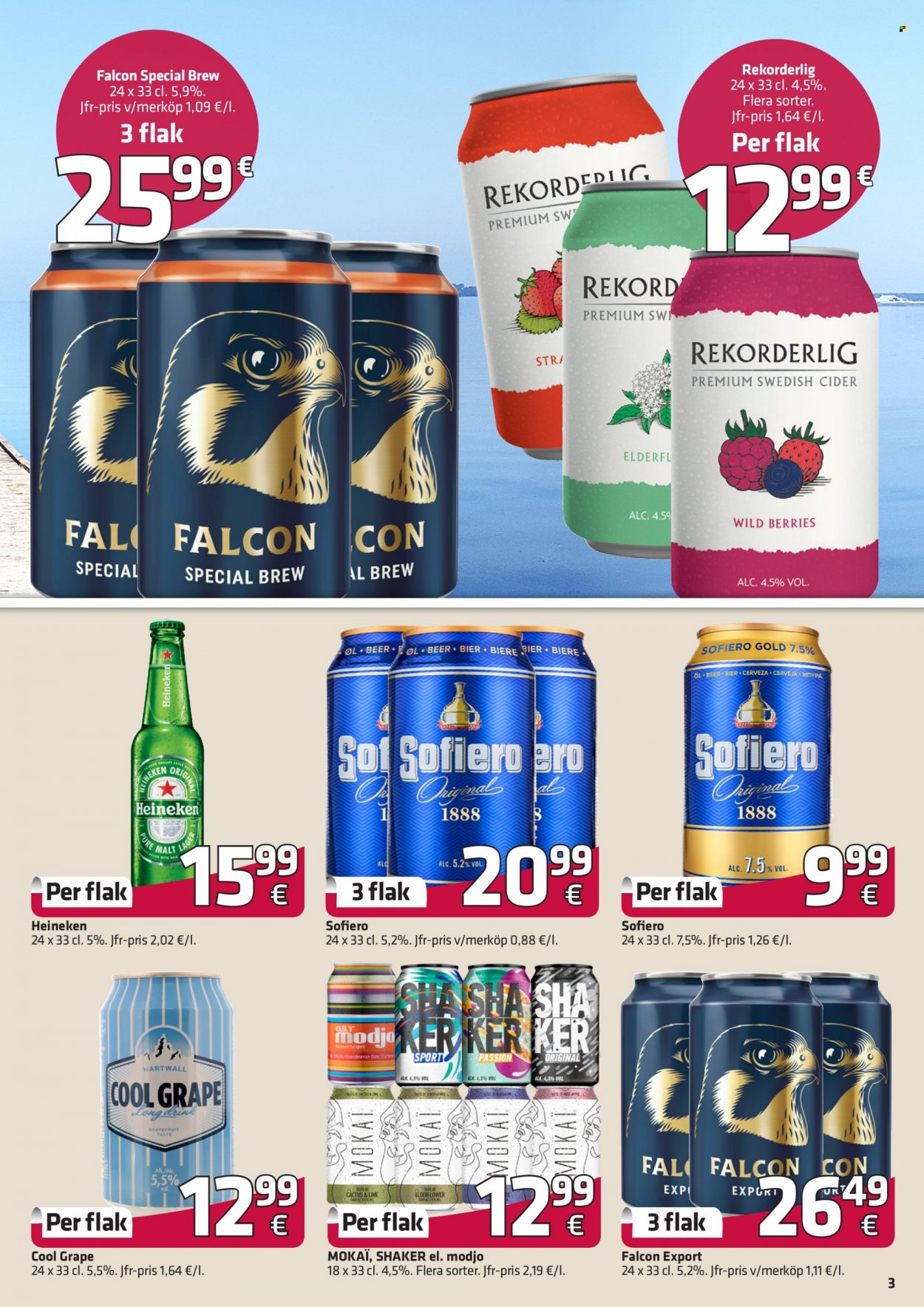 thumbnail - Fleggaard tilbud  - 20.4.2022 - 24.5.2022 - tilbudsprodukter - Lime, Heineken, øl, cider, Mokaï. Side 3.