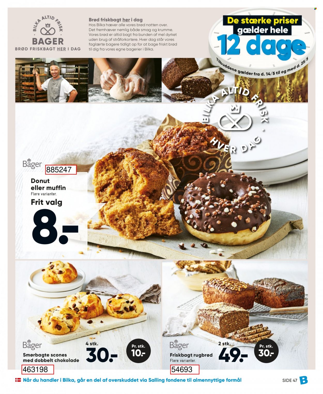 thumbnail - Bilka tilbud  - 14.5.2022 - 25.5.2022 - tilbudsprodukter - rugbrød, brød, donut, chokolade, mel. Side 81.