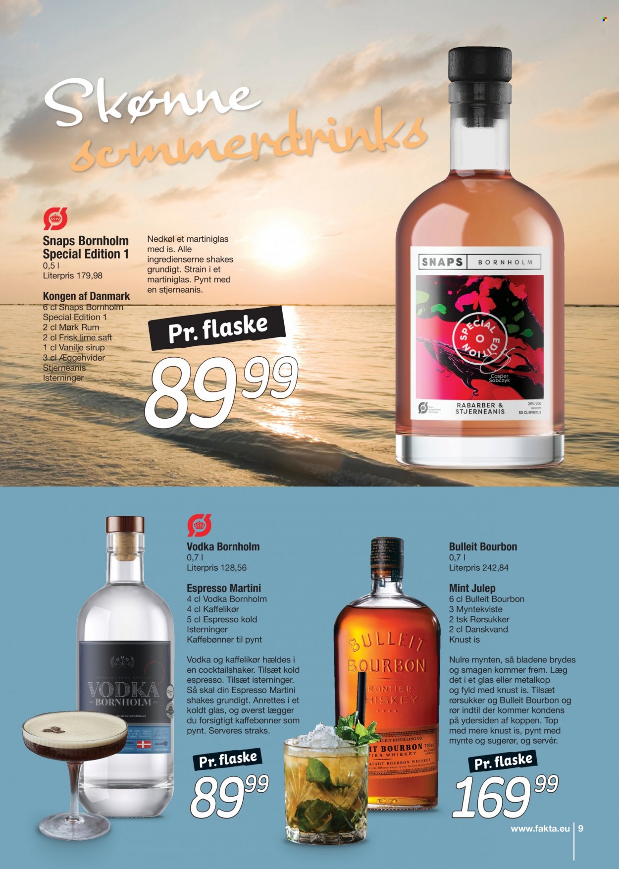 thumbnail - fakta Tyskland tilbud  - 13.5.2022 - 24.8.2022 - tilbudsprodukter - Lime, rabarber, mynte, saft, espresso, bourbon, Martini, snaps, vodka, whisky. Side 9.