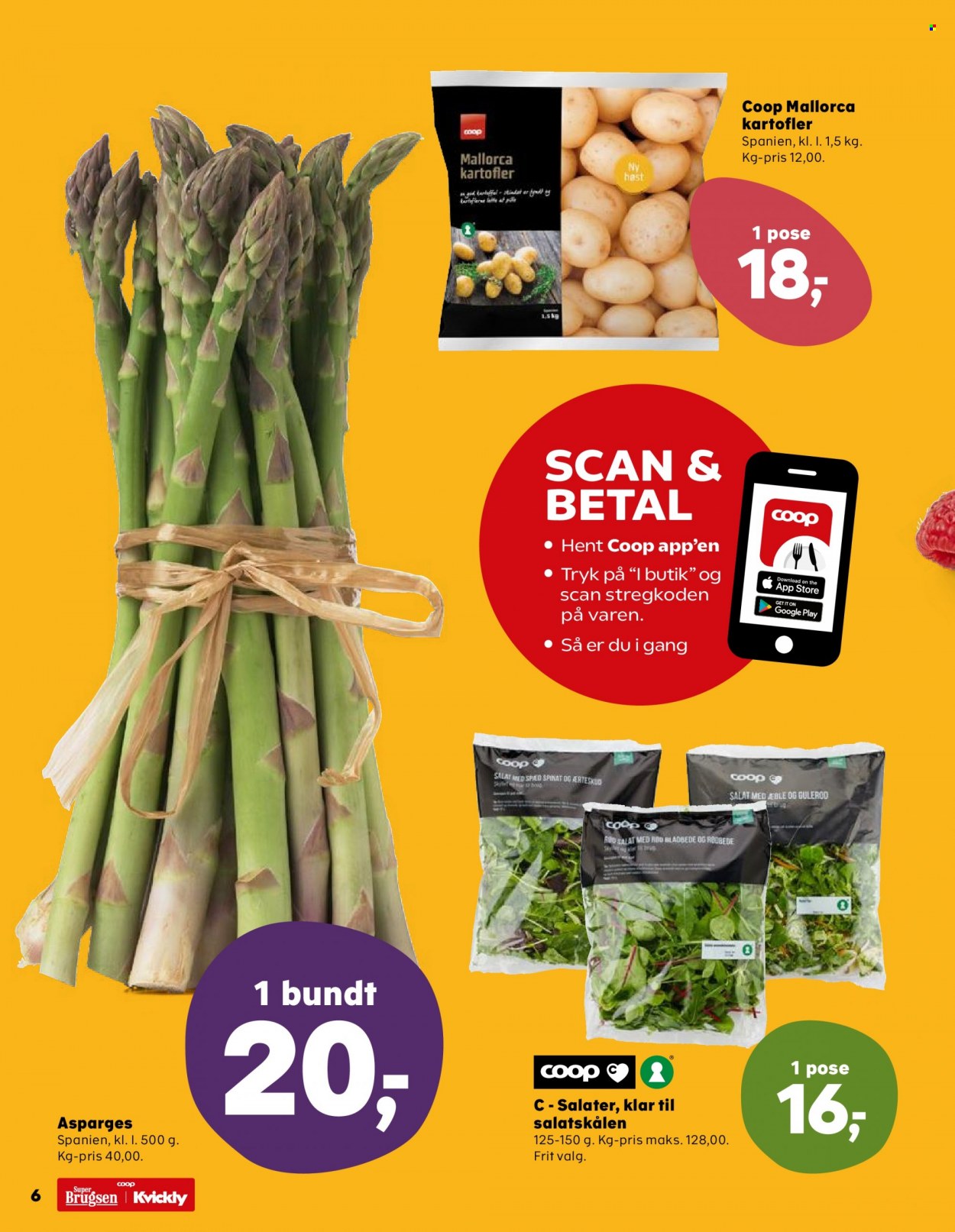 thumbnail - Kvickly tilbud  - 20.5.2022 - 25.5.2022 - tilbudsprodukter - asparges, gulerod, kartofler, spinat. Side 8.