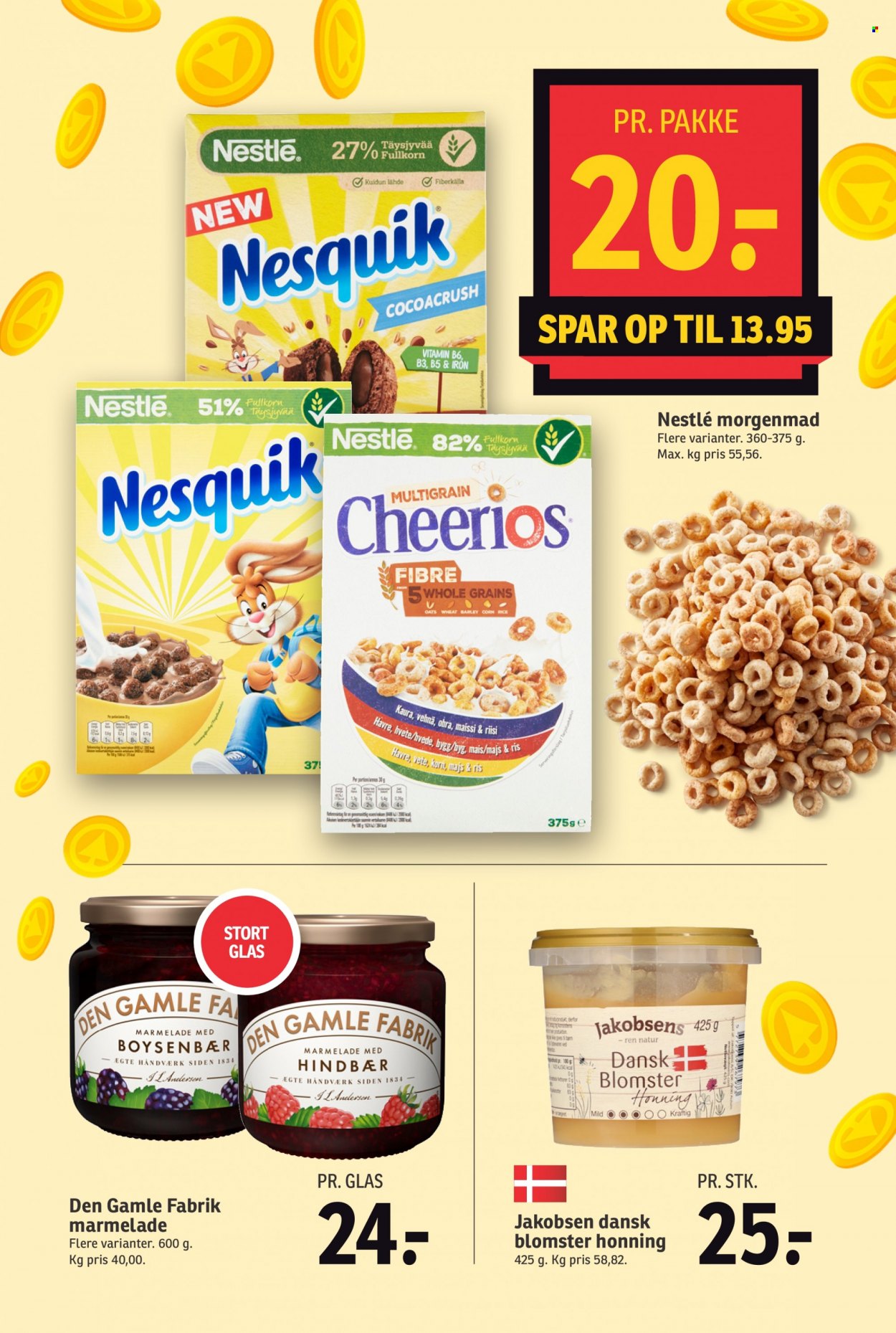 thumbnail - SPAR tilbud  - 21.5.2022 - 27.5.2022 - tilbudsprodukter - majs, Nestlé, cheerios, ris, honning, marmelade, sødt pålæg. Side 13.